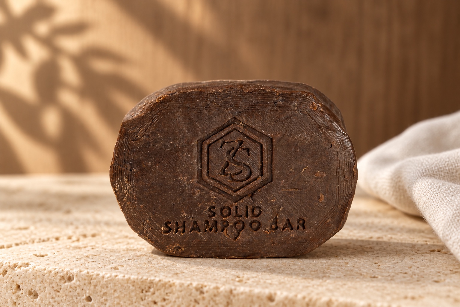 Oval botanical shampoo bar with the Zystal Land stamp